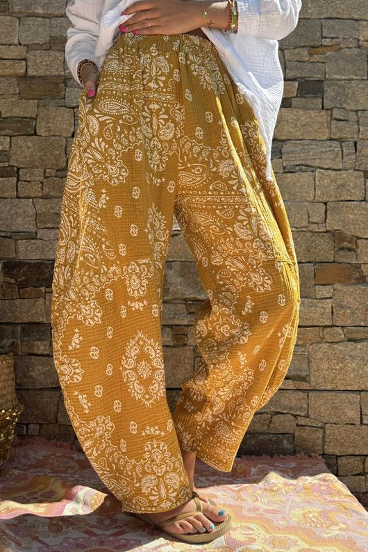 Hush Pillow Cotton Bandana B Classic Barrel Pant Mustard